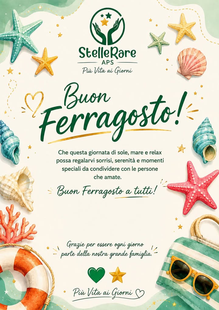 ☀️ Buon Ferragosto! 💚⭐ Che questa giornata sia fatta di sole, mare, sorrisi e momenti…